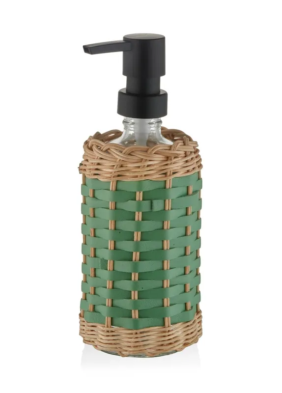 The Mia Rattan Liquid Soap Dispenser Green 483ml (16.33 fl oz)l