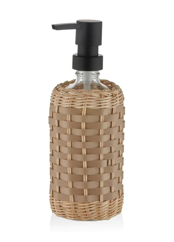The Mia Rattan Liquid Soap Dispenser Cream 483ml (16.33 fl oz)