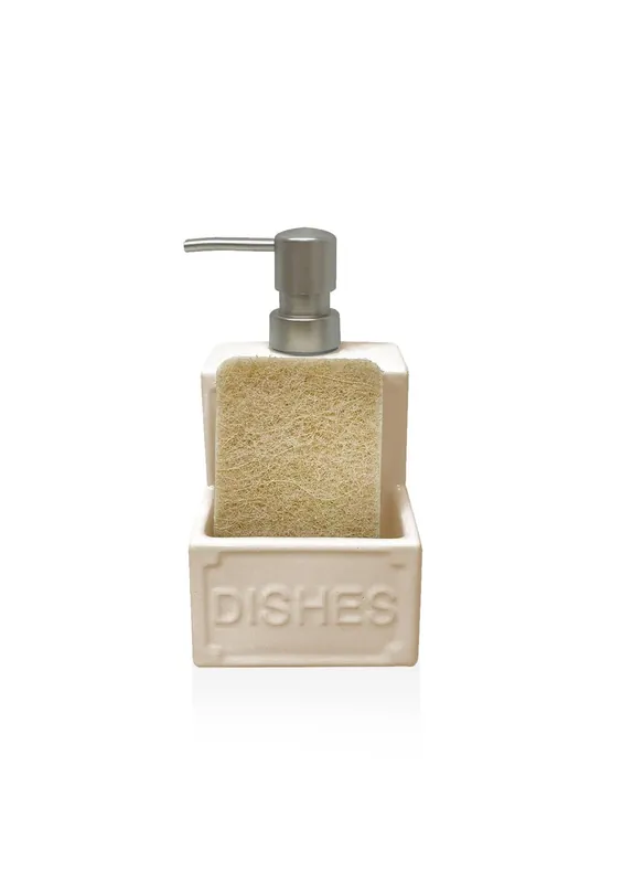 The Mia Dishes Liquid Soap Dispenser Beige 350ml (11.83 fl oz)