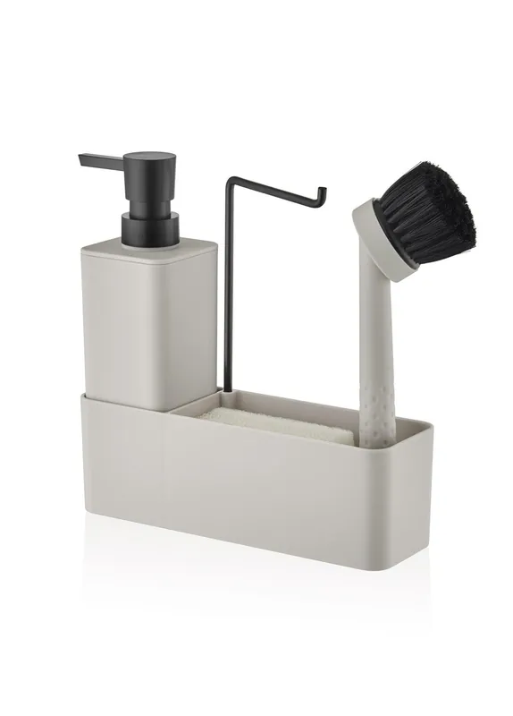The Mia Plain Liquid Soap Dispenser Set Beige