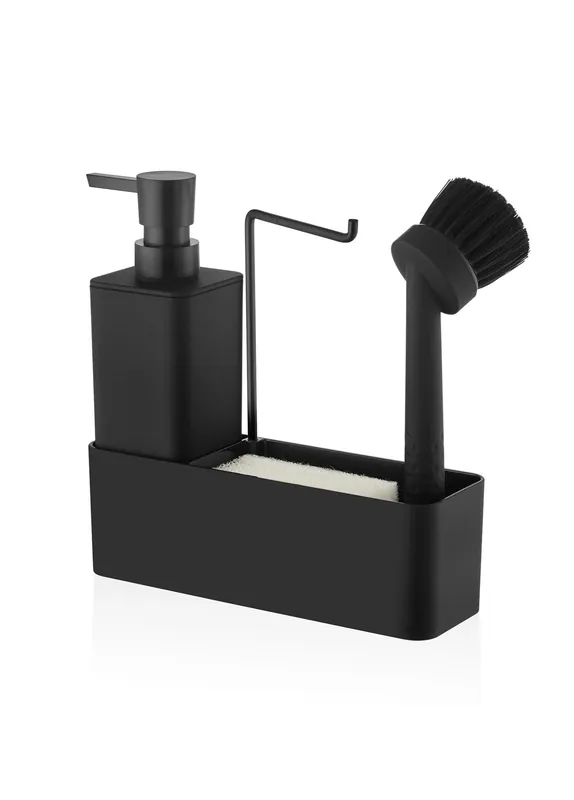 The Mia Plain Liquid Soap Dispenser Set Black