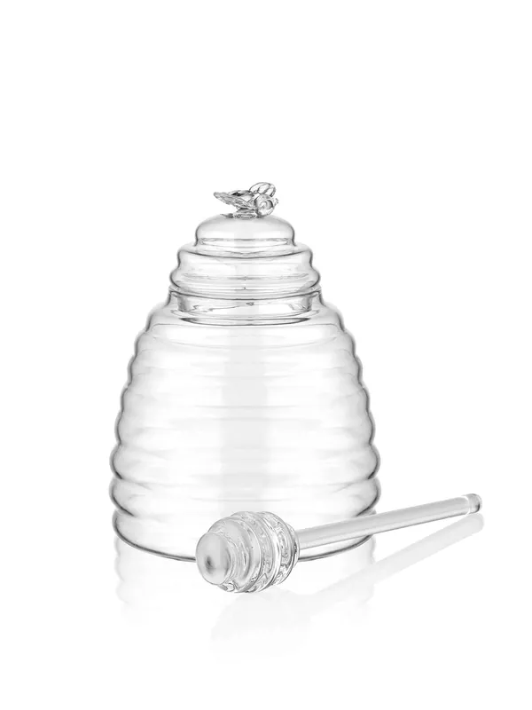 The Mia Glass Honey Jar 13 Cm