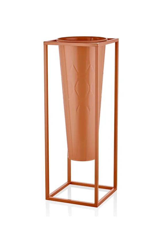 The Mia Prism Vase & Flowerpot Terracotta 80x30x30 cm