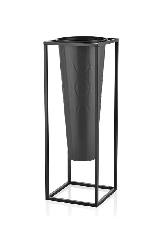 The Mia Prism Vase & Flower Pot Black 80x30x30 cm