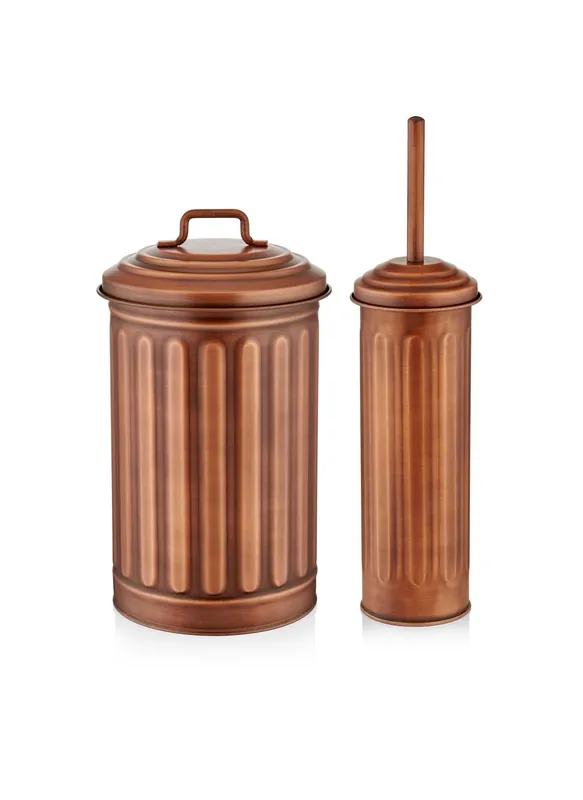 The Mia Waste Bin & Toilet Brush Set Copper GLV0646