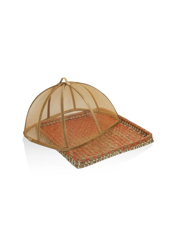 The Mia Transparent Bamboo Wicker Tray 32x32x18 cm