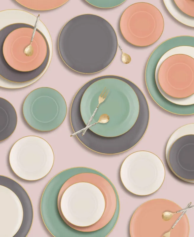 The Mia Basic Cake Plate Set of 6 Salmon Pink - 19cm