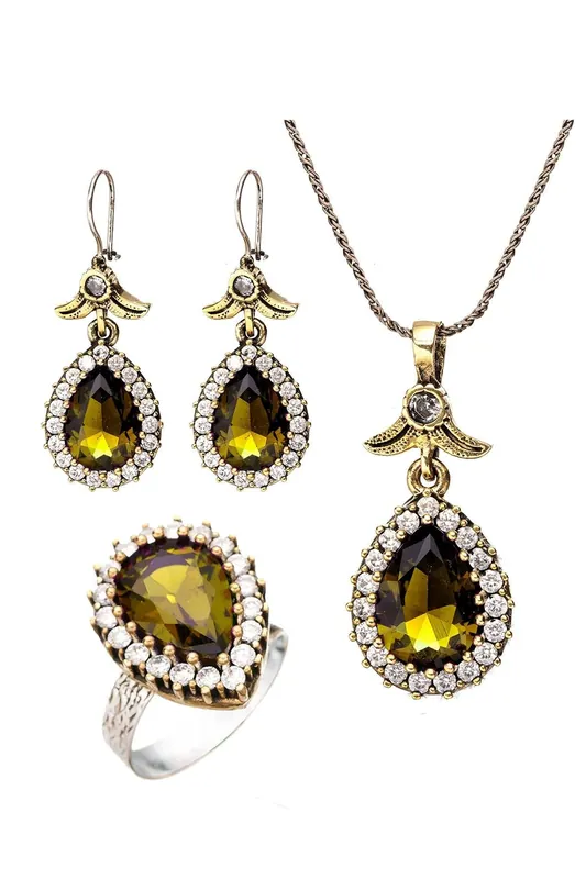 Beyisa Yellow Citrine Zultanite Hürrem Sultan Triple Set 925 Sterling Silver