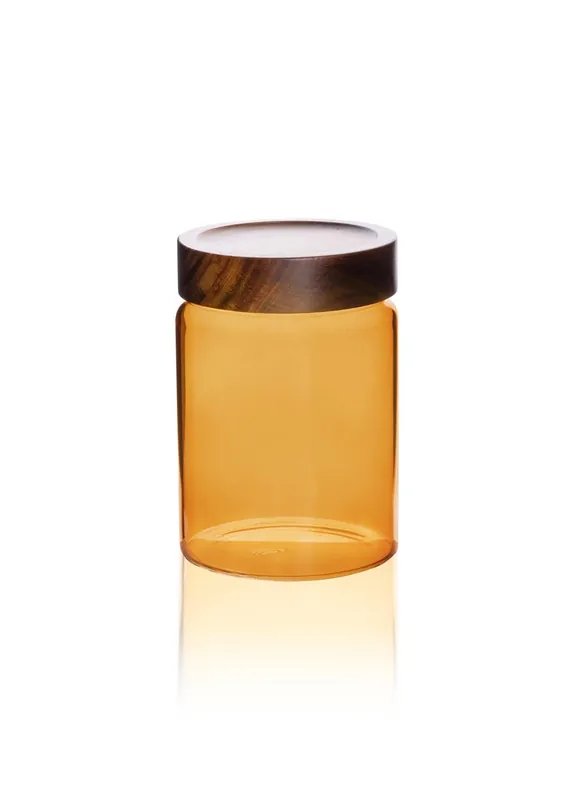 The Mia Acacia Round Glass Jar Amber 850ml (28.73 fl oz)