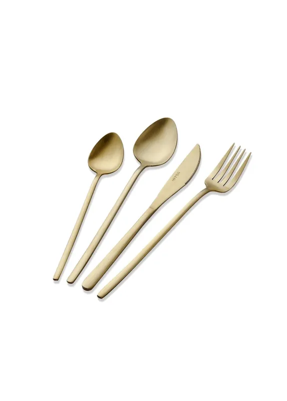 The Mia Giallo Cutlery Set Matt Gold 24 Pieces