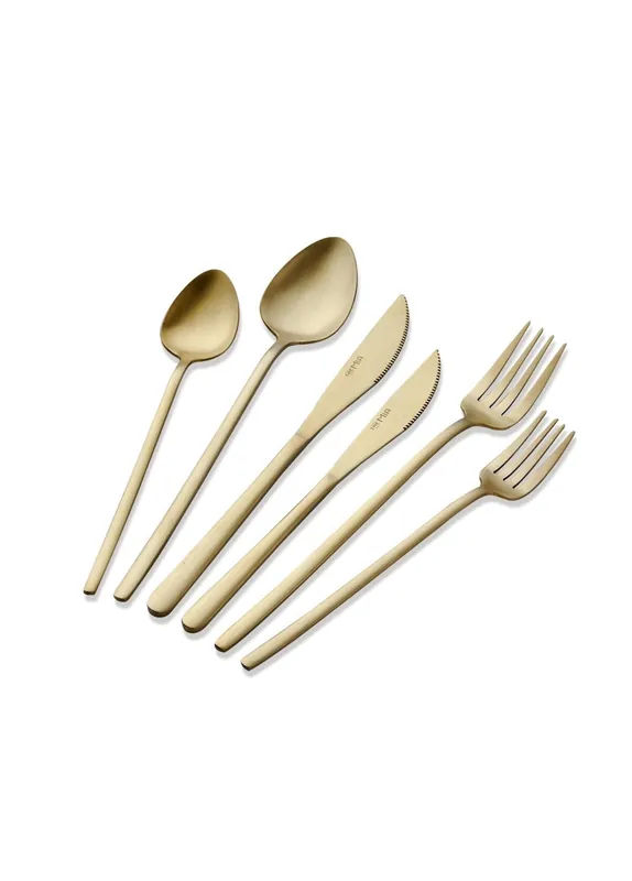 The Mia Giallo Cutlery Set Matt Gold 36 Pieces