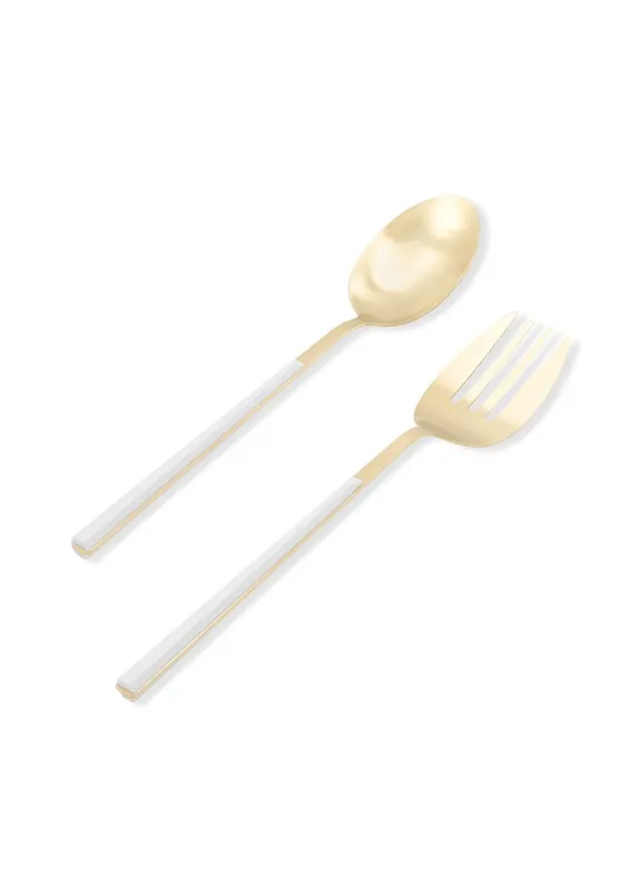 The Mia Bianco Salad Serving Set Gold 2 Pieces