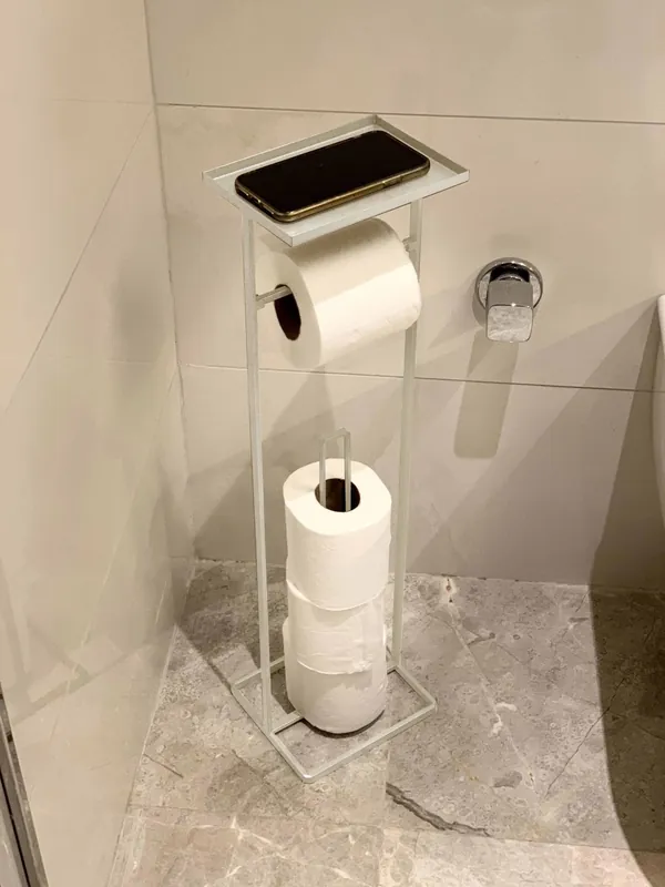 The Mia Toilet Paper Stand With Tray White 54x15x12 cm