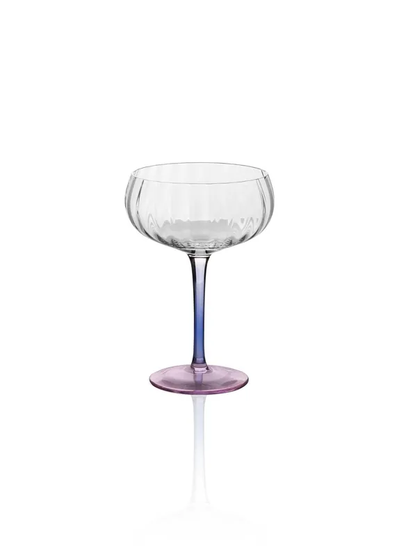 Footed Glass Ice Cream Bowl Blue Pink 280 ml
