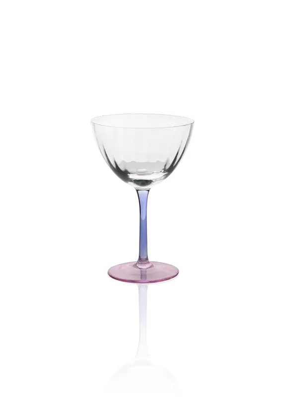 Footed Glass Ice Cream Bowl Blue Pink 240 ml