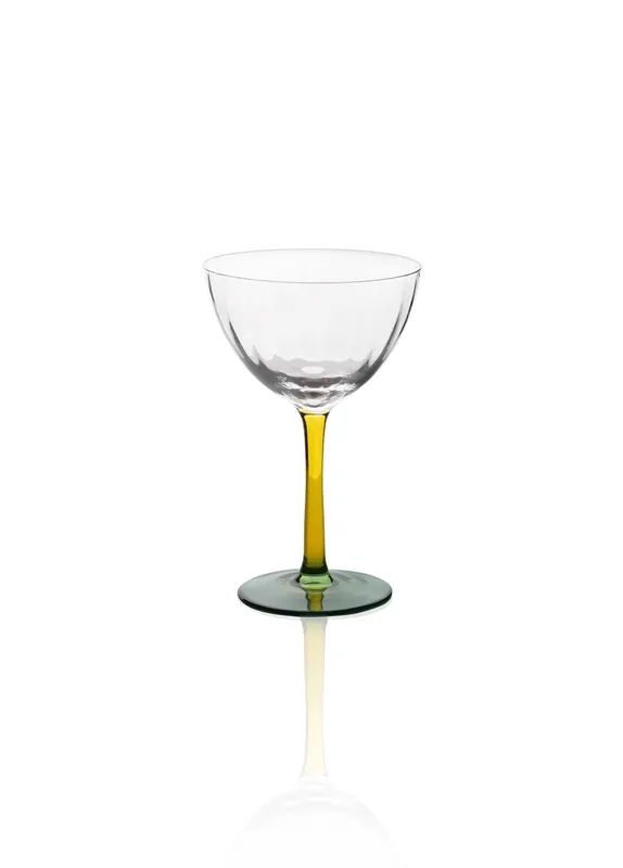 Footed Glass Ice Cream Bowl Yellow Green 240 ml