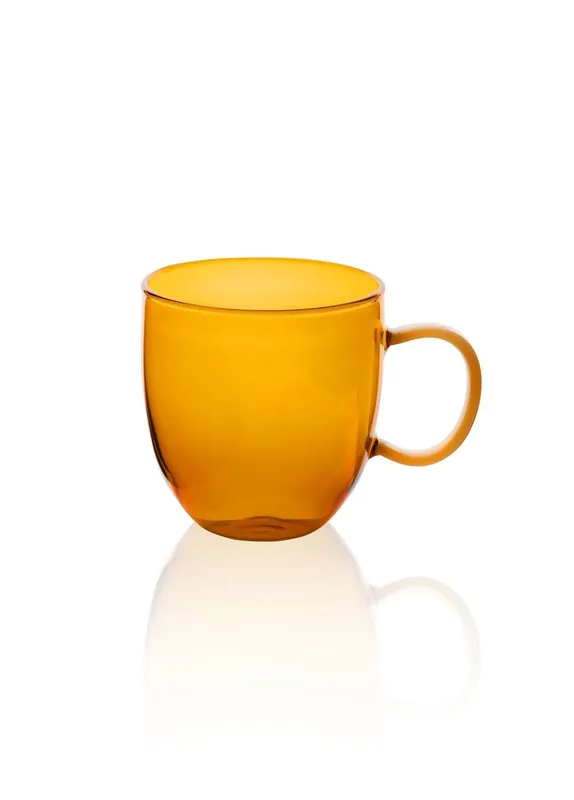 The Mia Glass Mug – Amber – Heat-Resistant & Durable –450ml (15.22 fl oz)