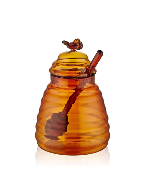 The Mia Maya Glass Honey Jar with Spoon