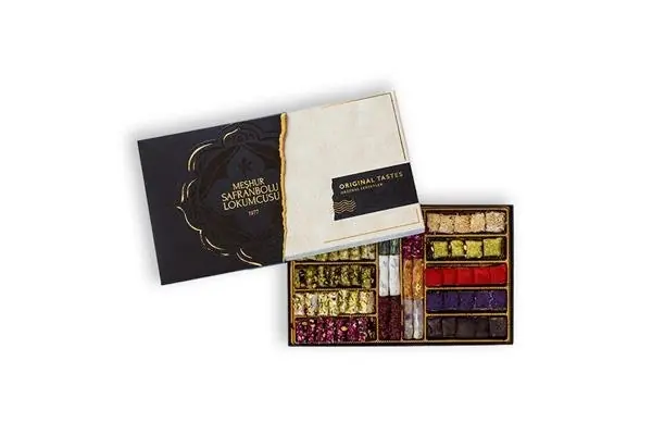 Meşhur Safranbolu Lokumcusu Mixed Turkish Delight in Black & White Box 1000g (35.27 oz)