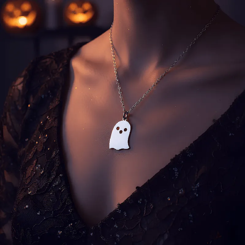 Halloween Ghost – 925 Sterling Silver Necklace – 40+5 cm
