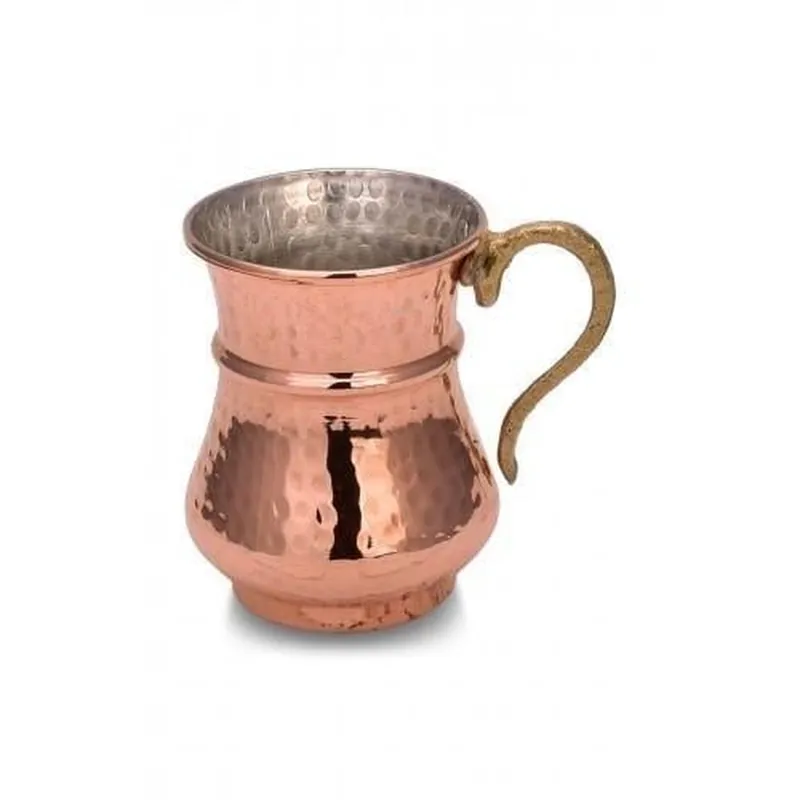 Turna Bakır Hand Hammered "Kordonlu" Copper Mug with Handle 250ml (8.45 fl oz)
