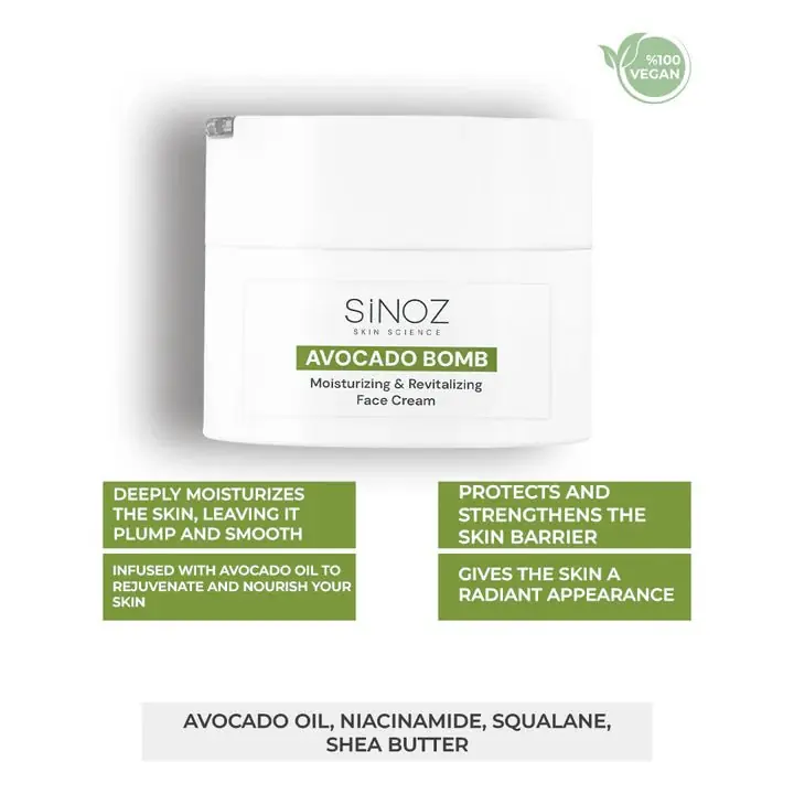 Sinoz Avocado Bomb Moisturizing Face Cream 50ml (1.69 fl oz)