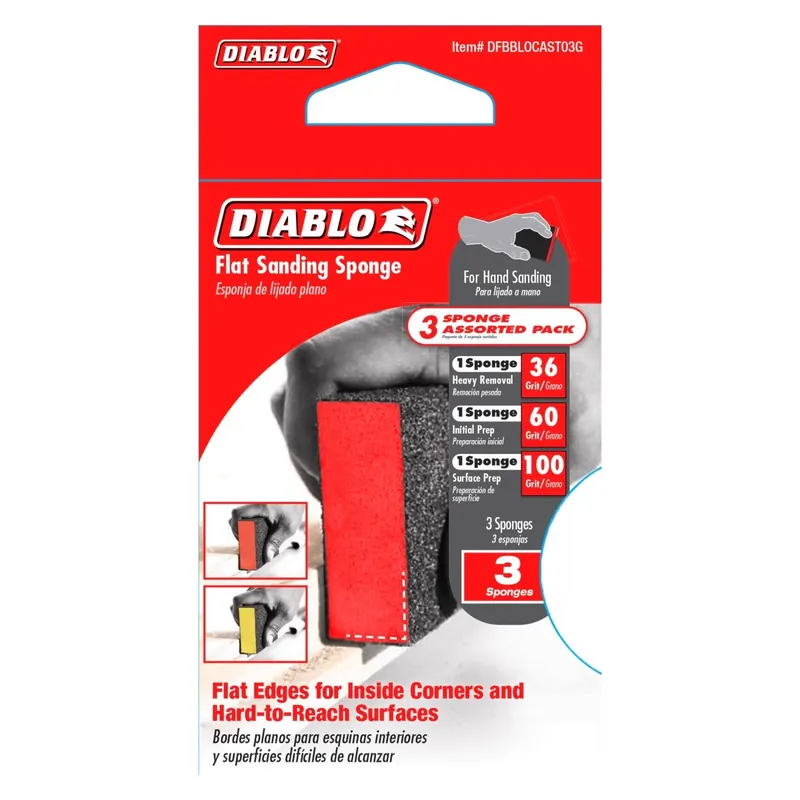 4 In. L X 2-1/2 In. W X 1 In. Assorted Grit Assorted Block Sanding Sponge