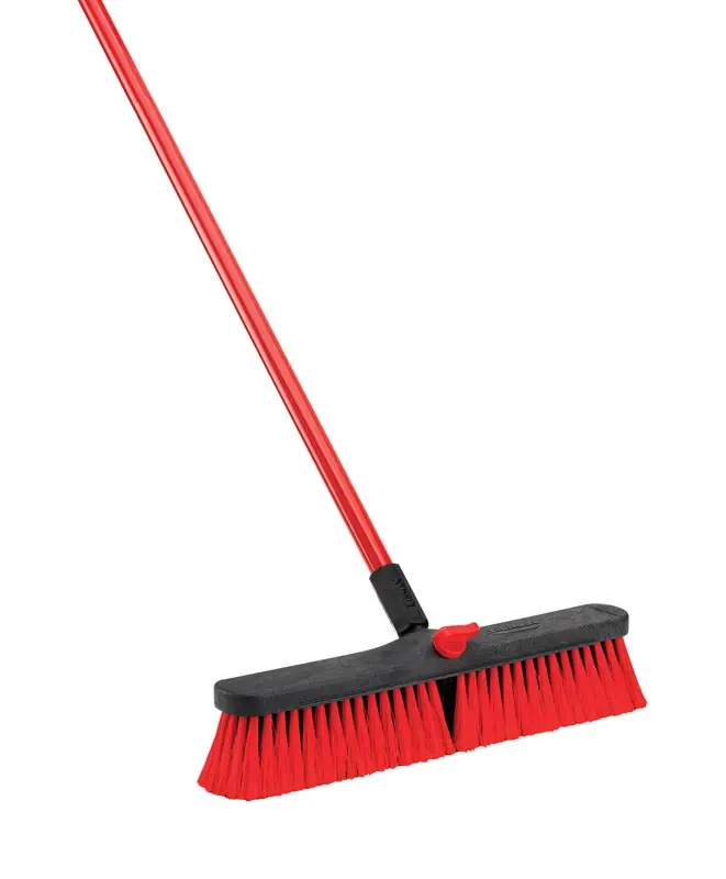 18 In. Multi-surface Push Broom With 60 In. Steel Handle And Pet Bristles