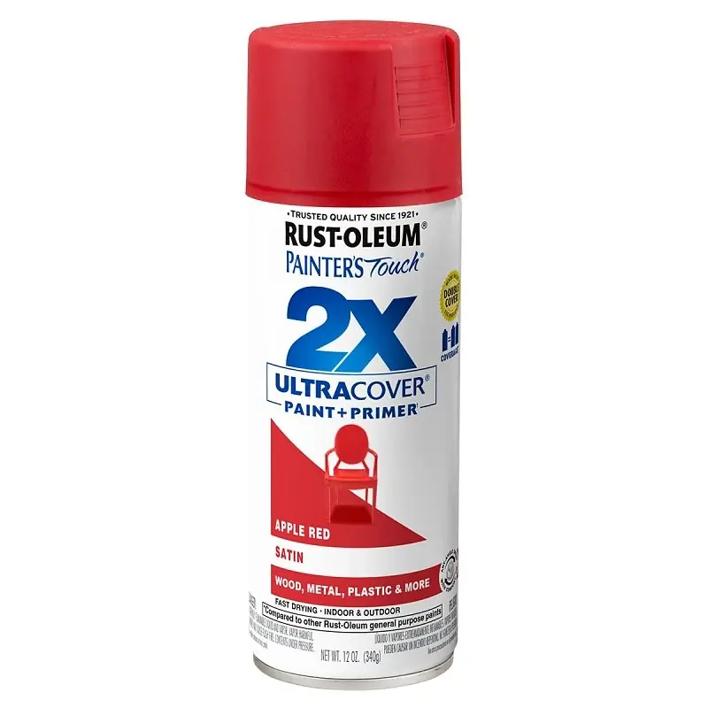 Painter‘s Touch 2x Spray Paint, Satin Apple Red, 12-oz.