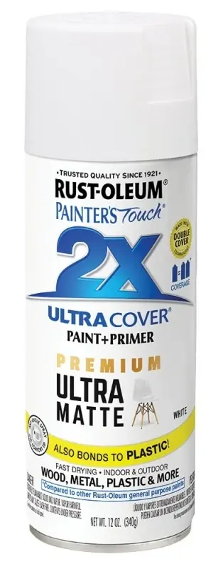 Painter‘s Touch 2x Premium Ultra Matte Spray Paint, White, 12-oz.