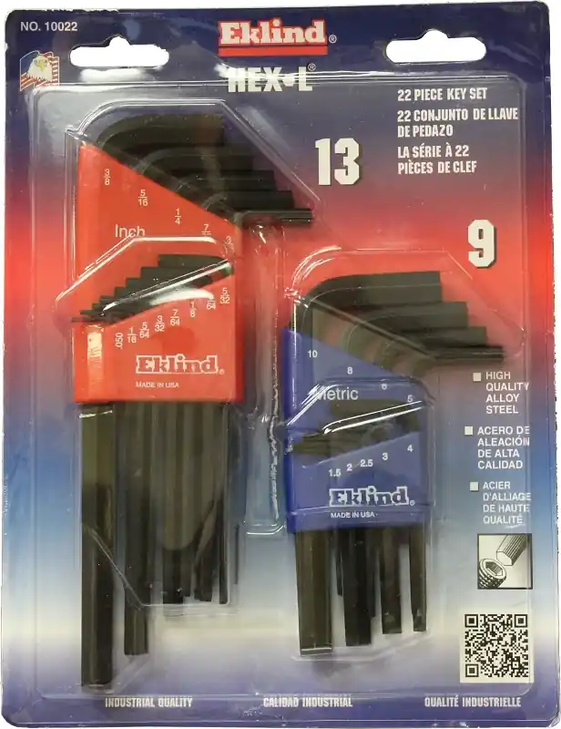 10022 Combination Sae/metric Hex Key Set, 22-piece With Holders