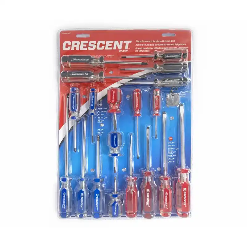 Assorted Screwdriver Set 20 Piece With Magnetic Tips And Acetate Handles