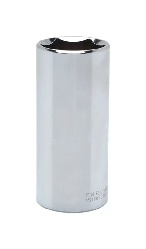 7/8 In. X 1/2 In. Drive Sae 6 Point Deep Socket - Chrome Vanadium Steel
