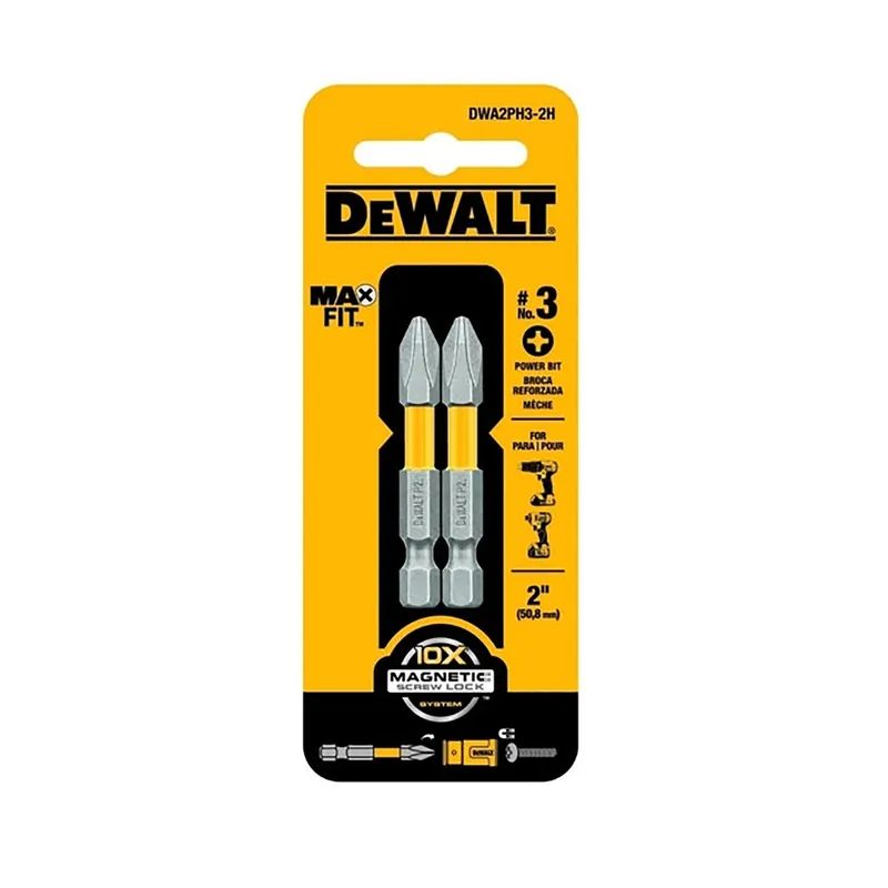 Max Fit Phillips 3 X 2 In. L Power Bit S2 Tool Steel 2 Pc