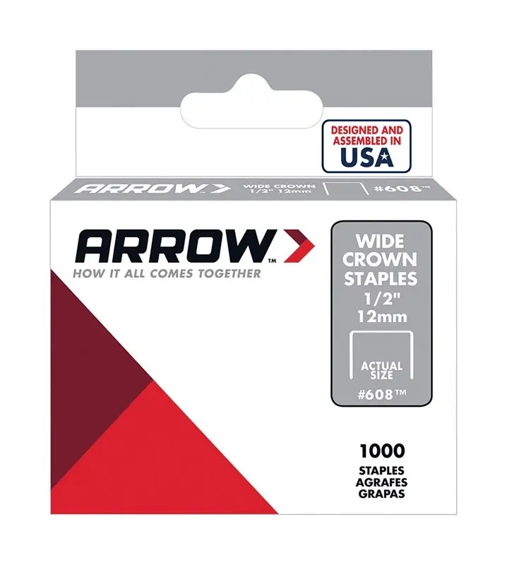 Fastener 608 3/8 In. 31 W X 1/2 In. 31 L 25 Ga. Wide Crown Standard Staples 1000 Pk
