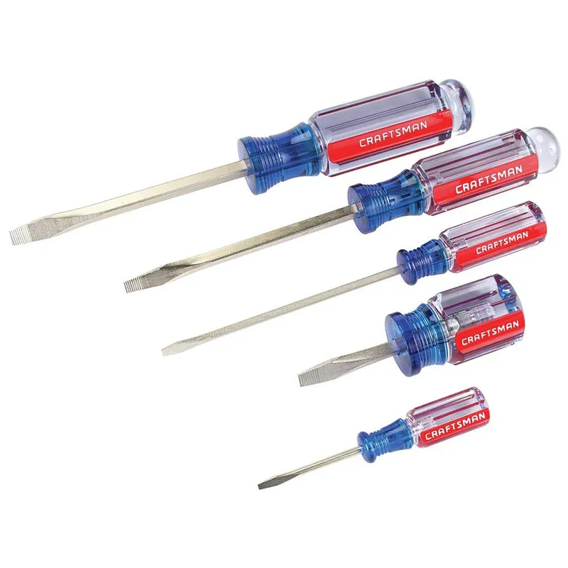 5-piece Slotted Screwdriver Set With Acetate Handles And Satin-nickel Finish