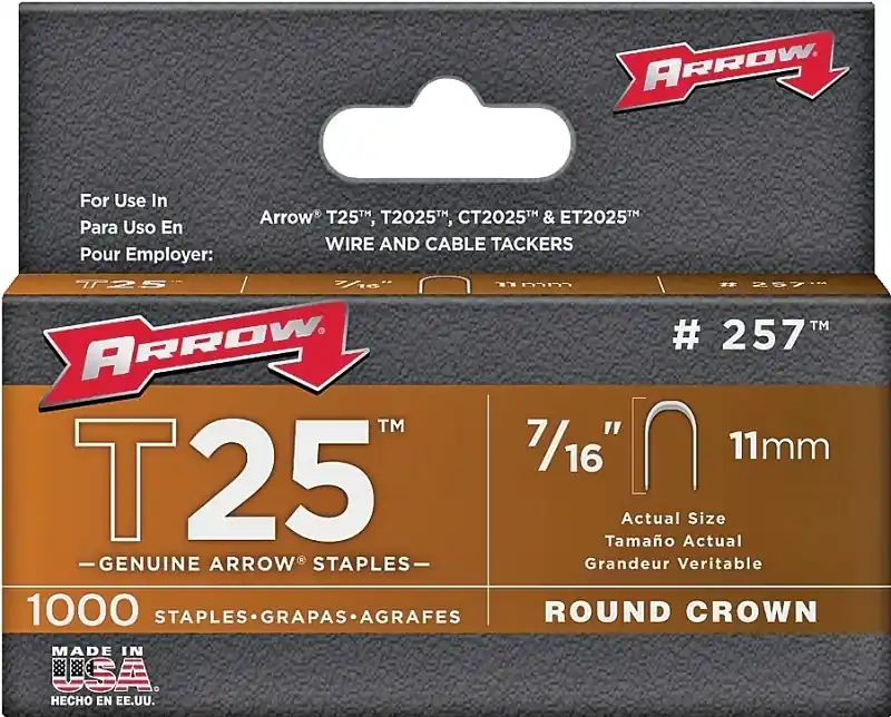 T25 1/4 In. W X 7/16 In. L 18 Ga. Round Crown Wire Staples 1100 Pk
