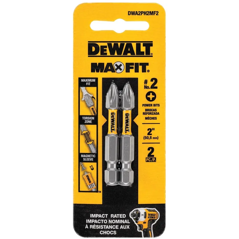Max Fit Phillips 2 X 2 In. L Screwdriver Bit Set Steel 2 Pk