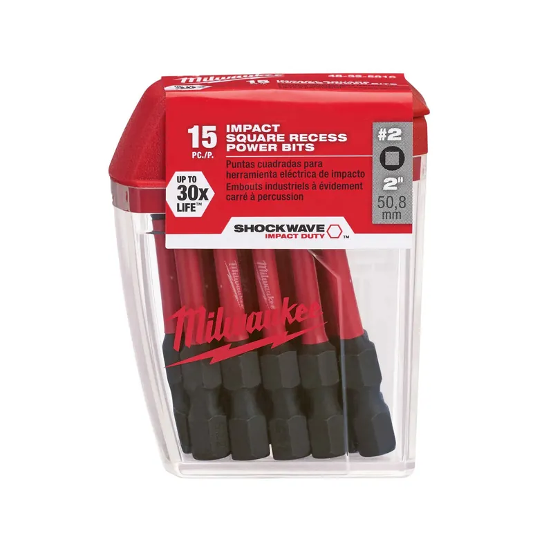 Shockwave Square Recess 2 X 2 In. L Impact Power Bit Steel 15 Pieces