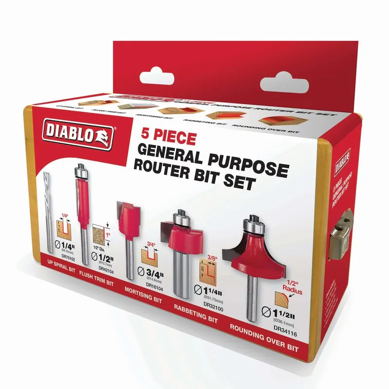 General Purpose Router Bit Set 5 Pc