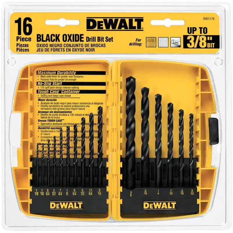 16-piece Black Oxide Drill Bit Set, 1/16 In. To 3/8 In. Sizes