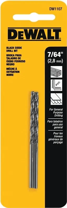 Black & Gold 7/64 In. X 2.62 In. L Black Oxide Drill Bit Round Shank 2 Pc