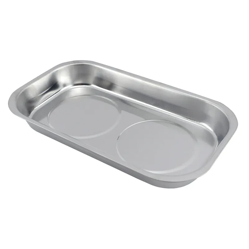 9.5 In. L X 5.5 In. W Silver Magnetic Tray With Rubber Coated Base