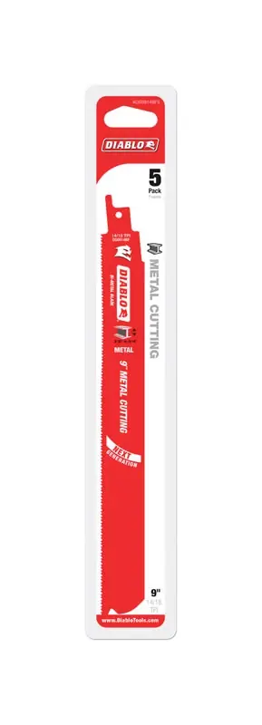 9 In. Bi-metal Medium Metal Reciprocating Saw Blade 14/18 Tpi 5 Pk