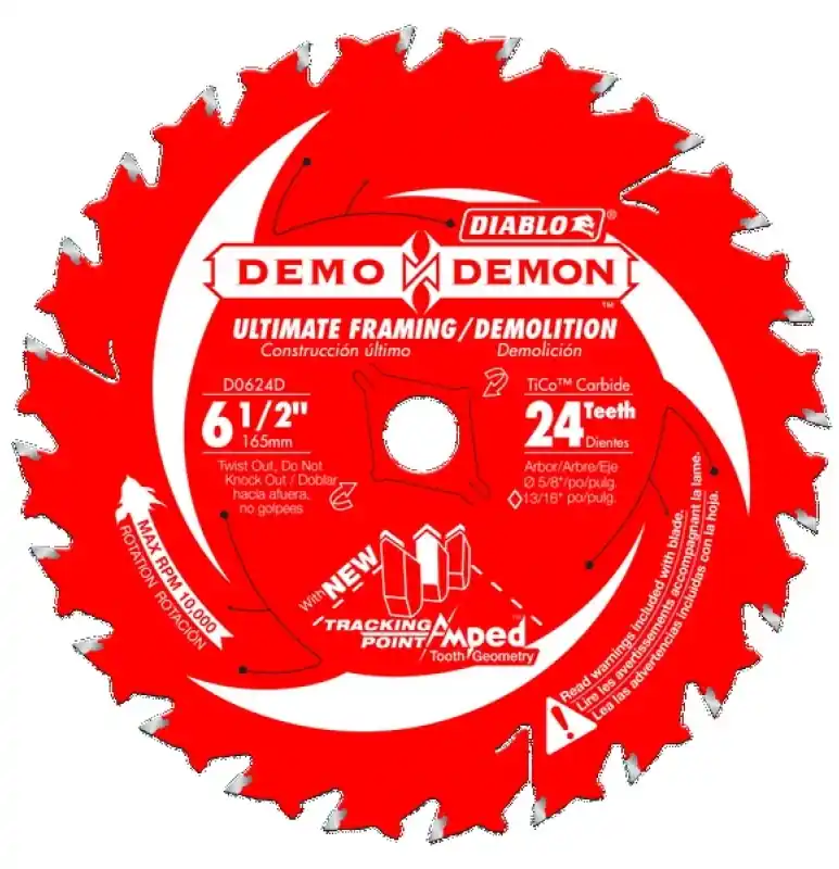 Demo Demon 6-1/2 In. D X 5/8 In. Tico Hi-density Carbide Framing Blade 24 Teeth 1 Pk