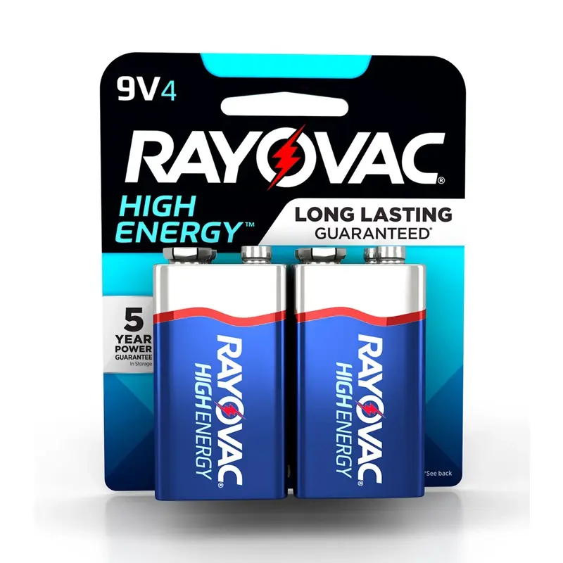 High Energy 9-volt Alkaline Batteries 4 Pk Carded
