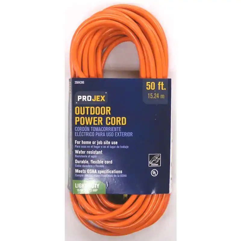 50 Ft. L Orange Extension Cord 16/3 Sjtw With 3 Outlets