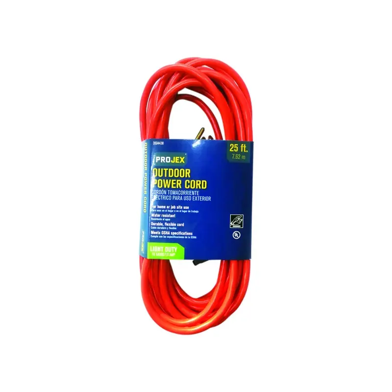25 Ft. L Orange Extension Cord 16/3 Sjtw For Indoor And Outdoor Use