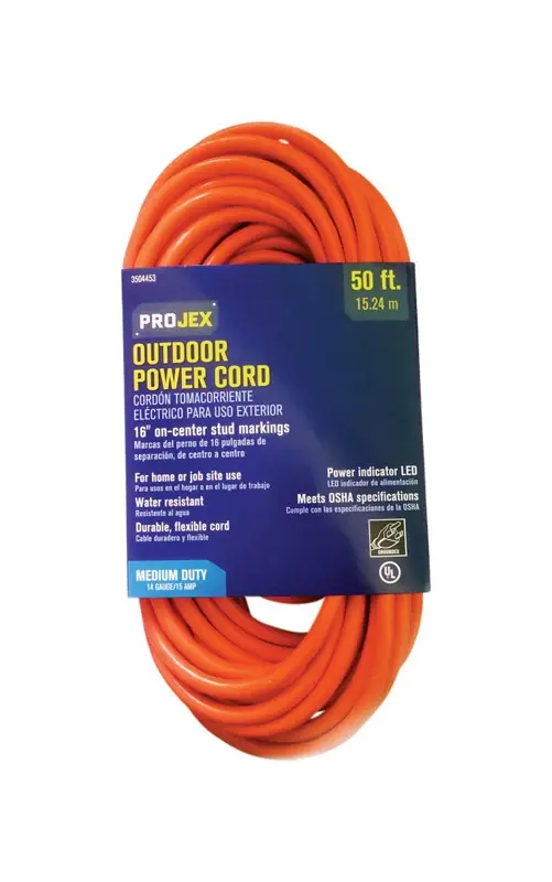 50 Ft. L Orange Extension Cord 14/3 Sjtw For Indoor And Outdoor Use