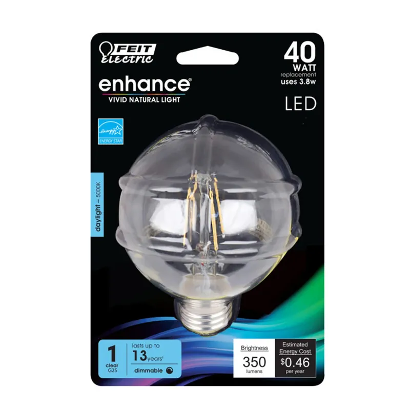 Enhance G25 E26 (medium) Filament Led Bulb Daylight 40 Watt Equivalence 1 Pk
